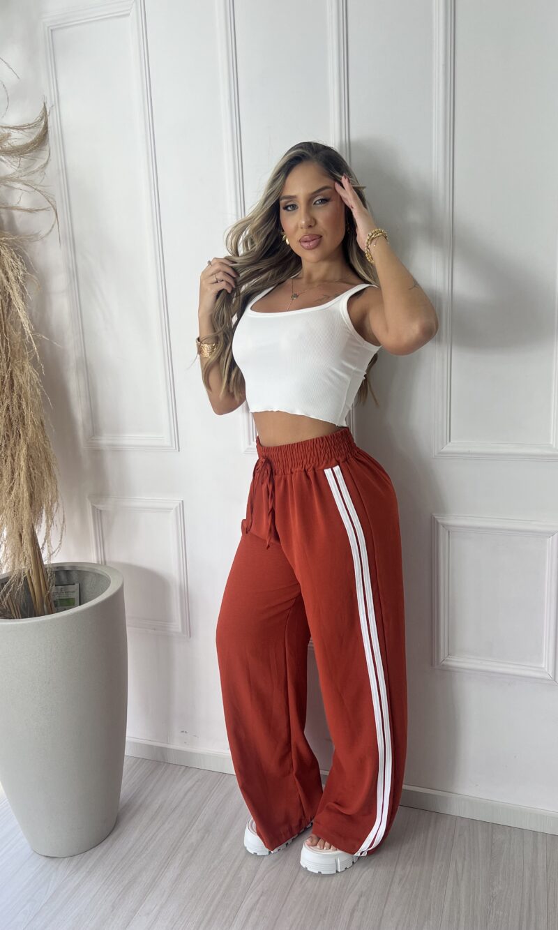 black calca listras duda terracota