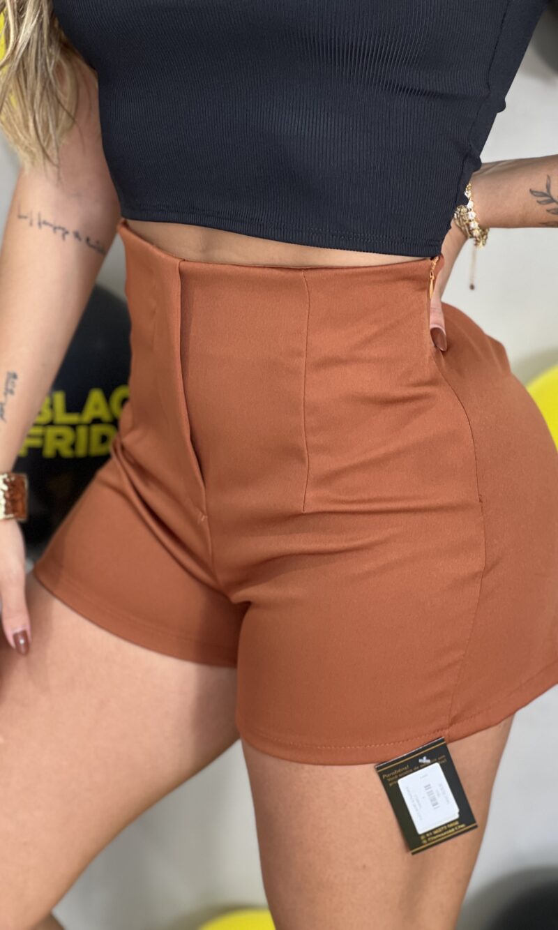 black short alfaiataria caramelo