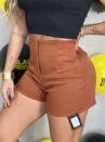 black short alfaiataria caramelo