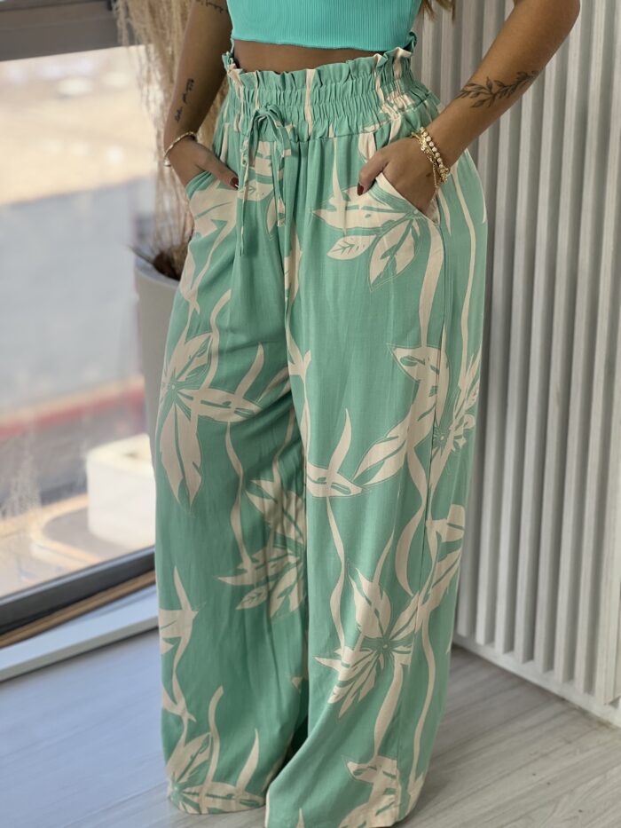 calÇa pantalona jaqueline verde estampado calÇa pantalona jaqueline verde estampado