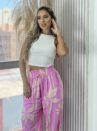 calca pantalona jaqueline rosa estampado