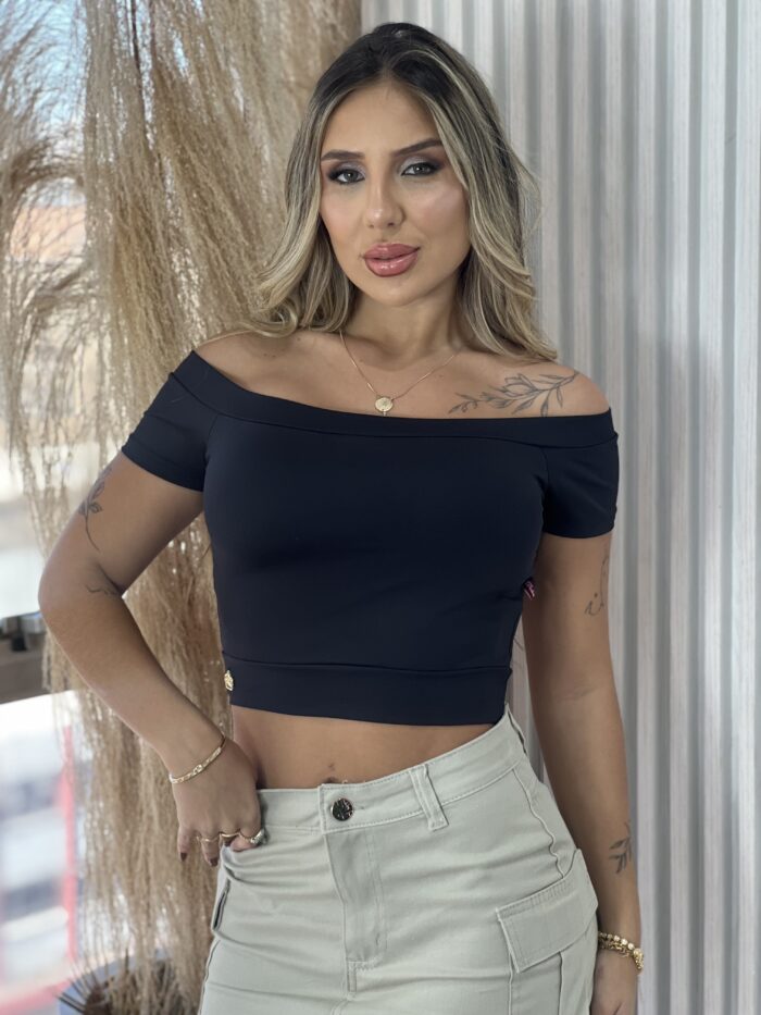 cropped poliamida jade preto