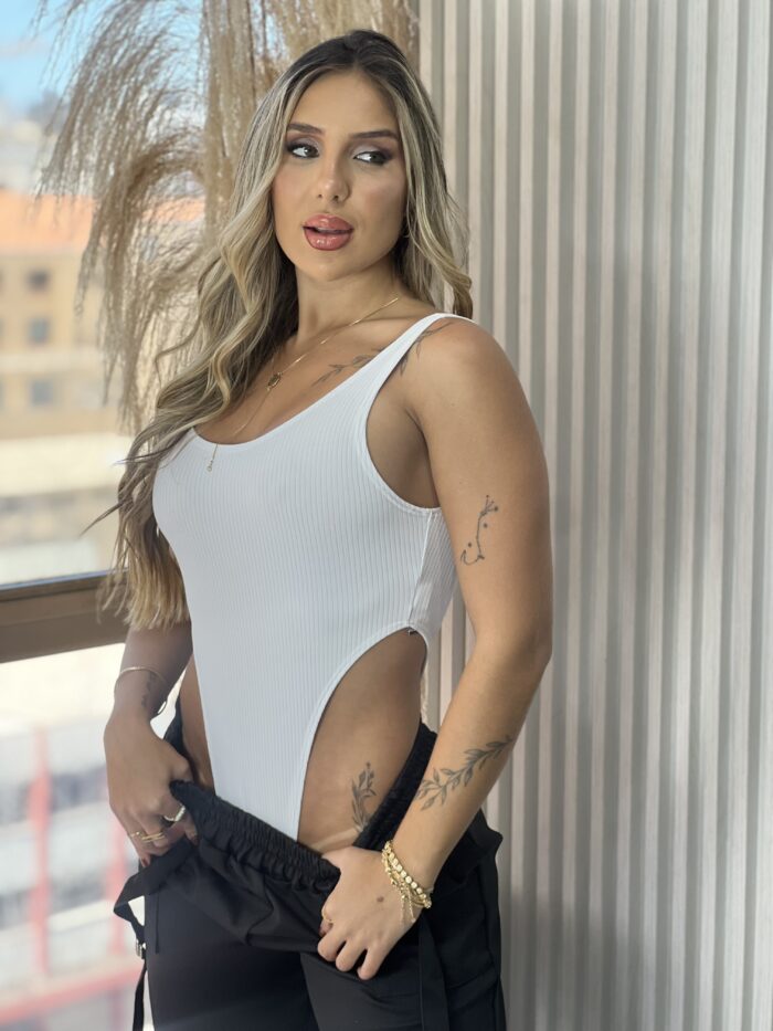 body canelado cavado branco body canelado cavado branco