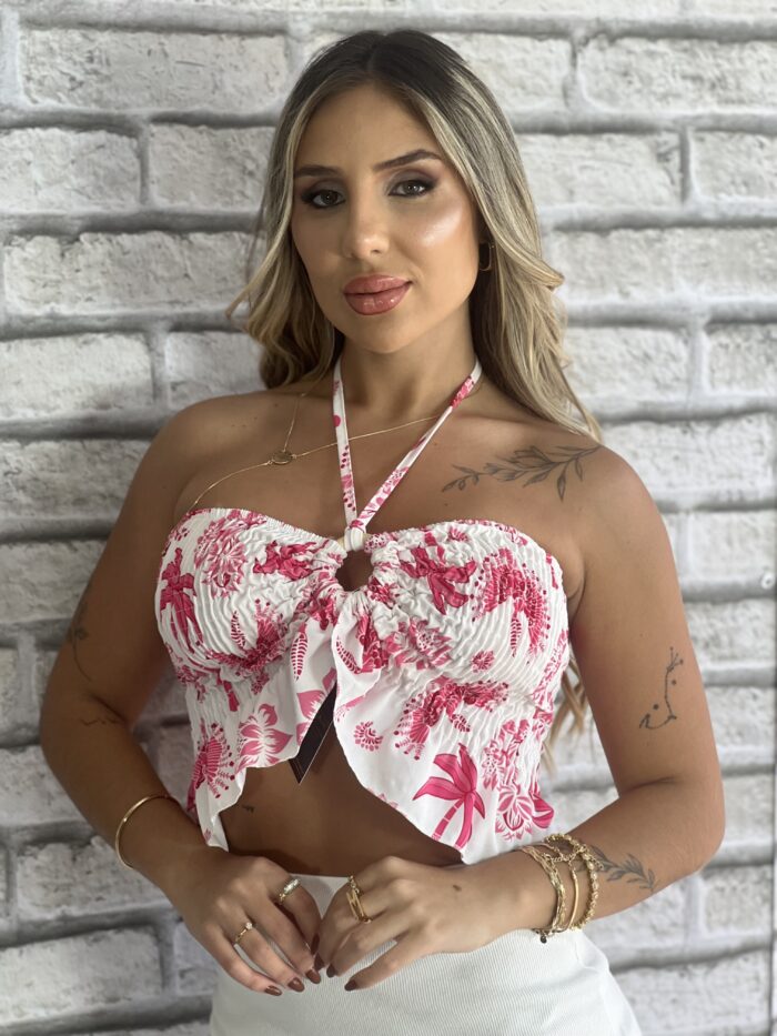 cropped carol estampado rosa floral cropped carol estampado rosa floral