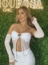 cropped celine tule com manguito branco