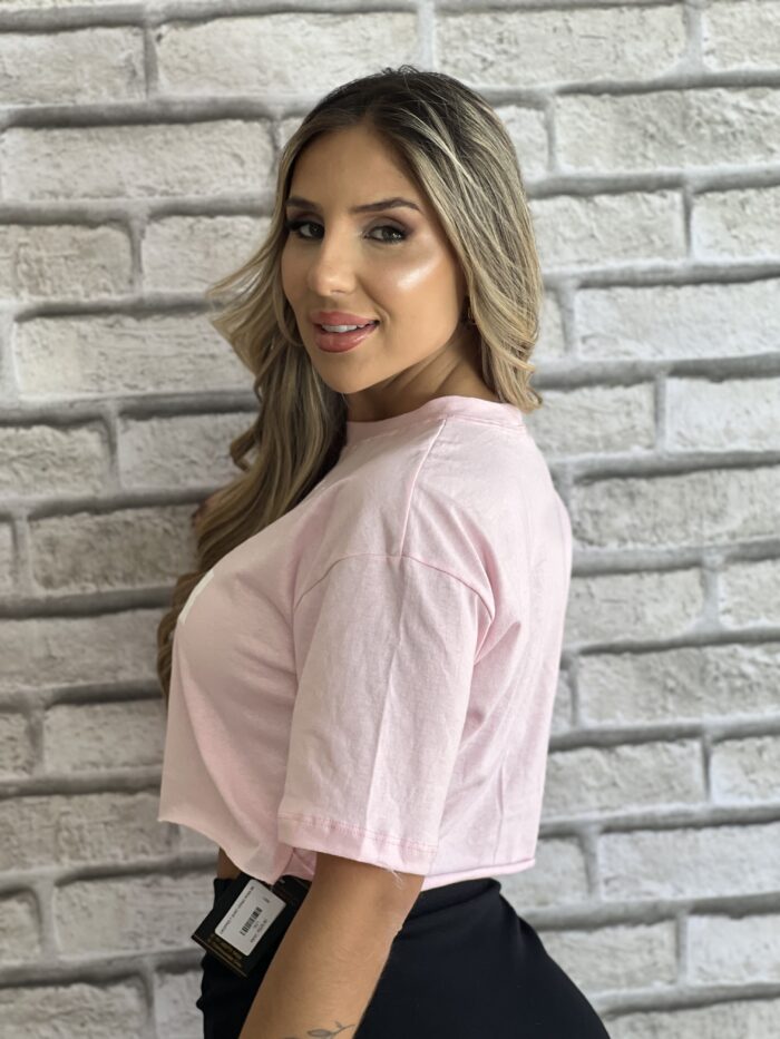 cropped t shirt verao rosa bb cropped t shirt verao rosa bb