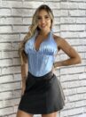 cropped corselet dionara azul