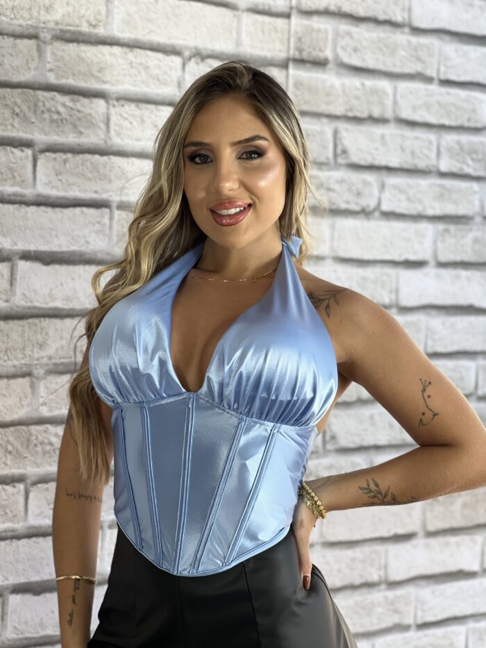 cropped corselet dionara azul cropped corselet dionara azul