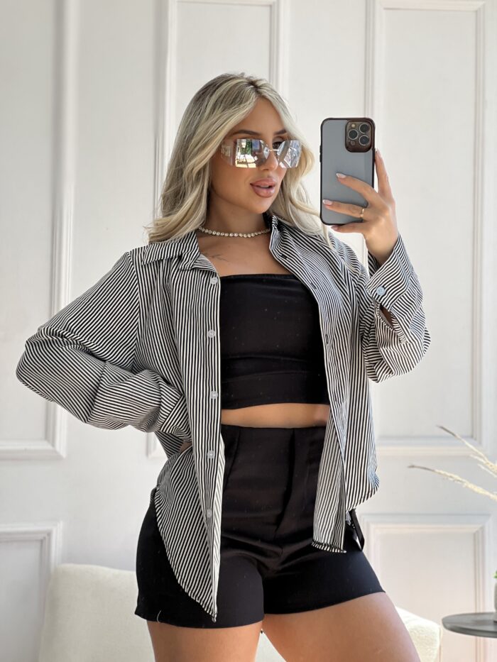 camisa listrada oraide preto