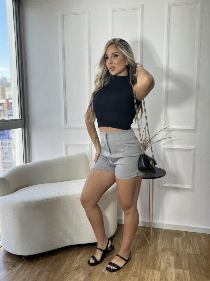 short alfaiataria cinza short alfaiataria cinza