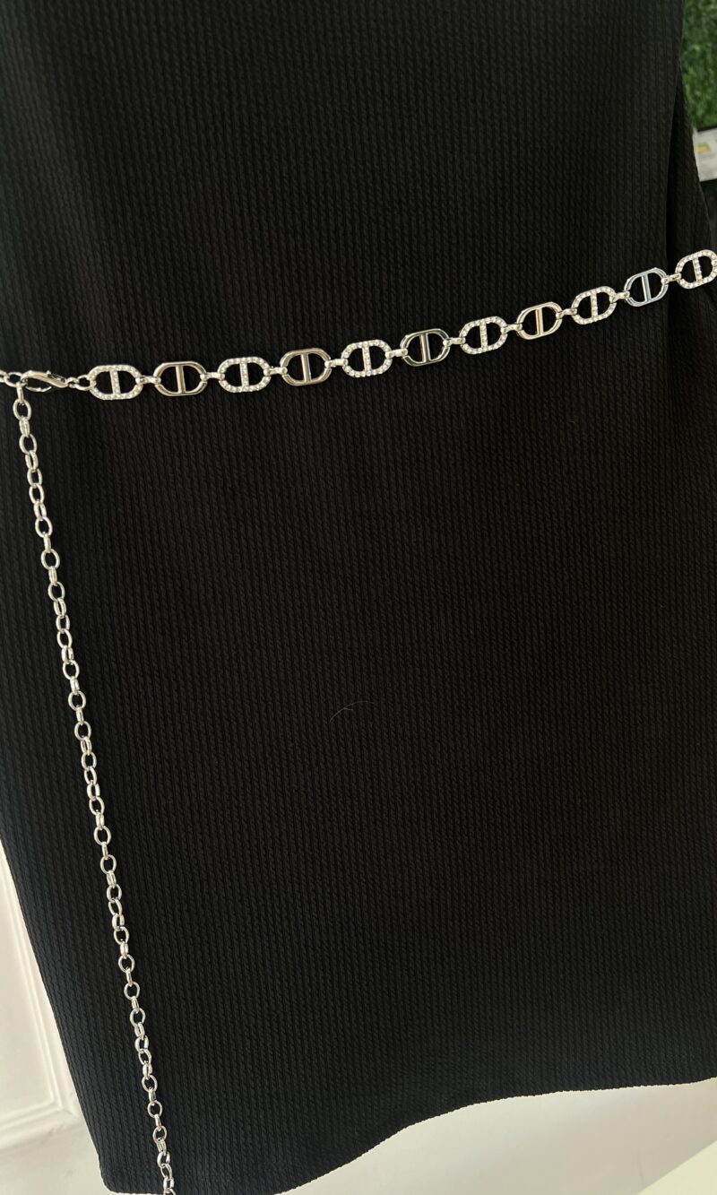 cinto corrente strass prata