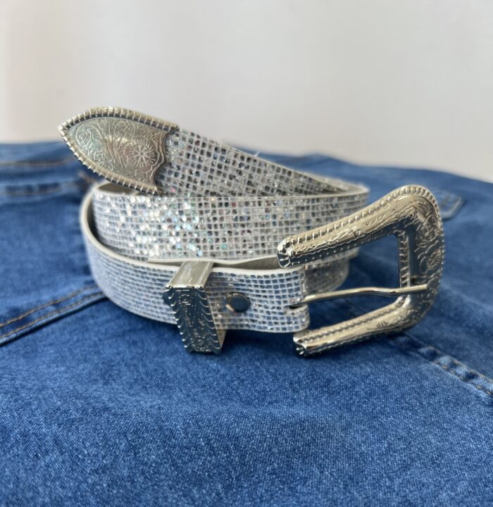 cinto brilho prata