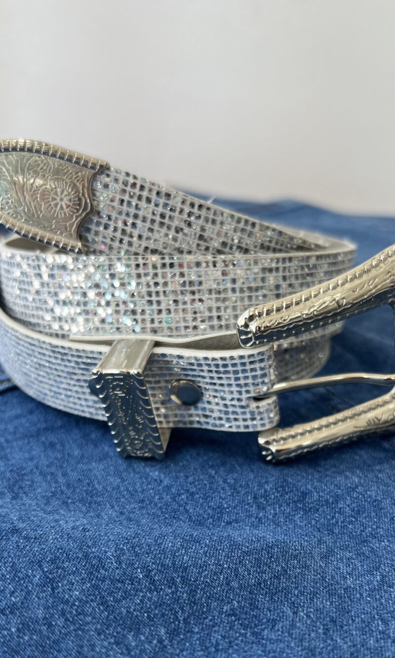 cinto brilho prata