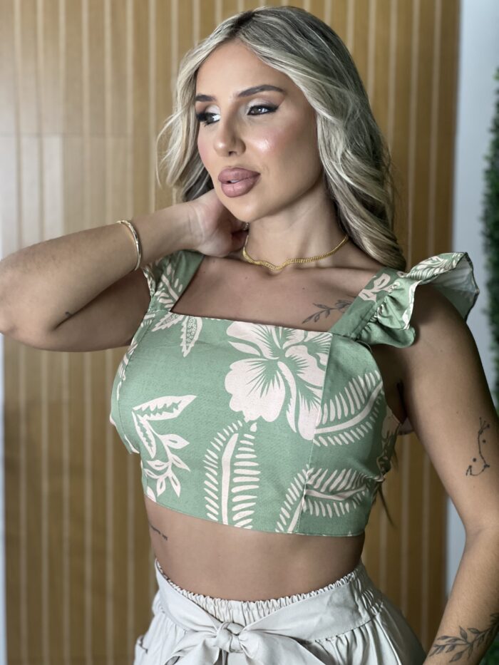 cropped flavia estampado verde cropped flavia estampado verde