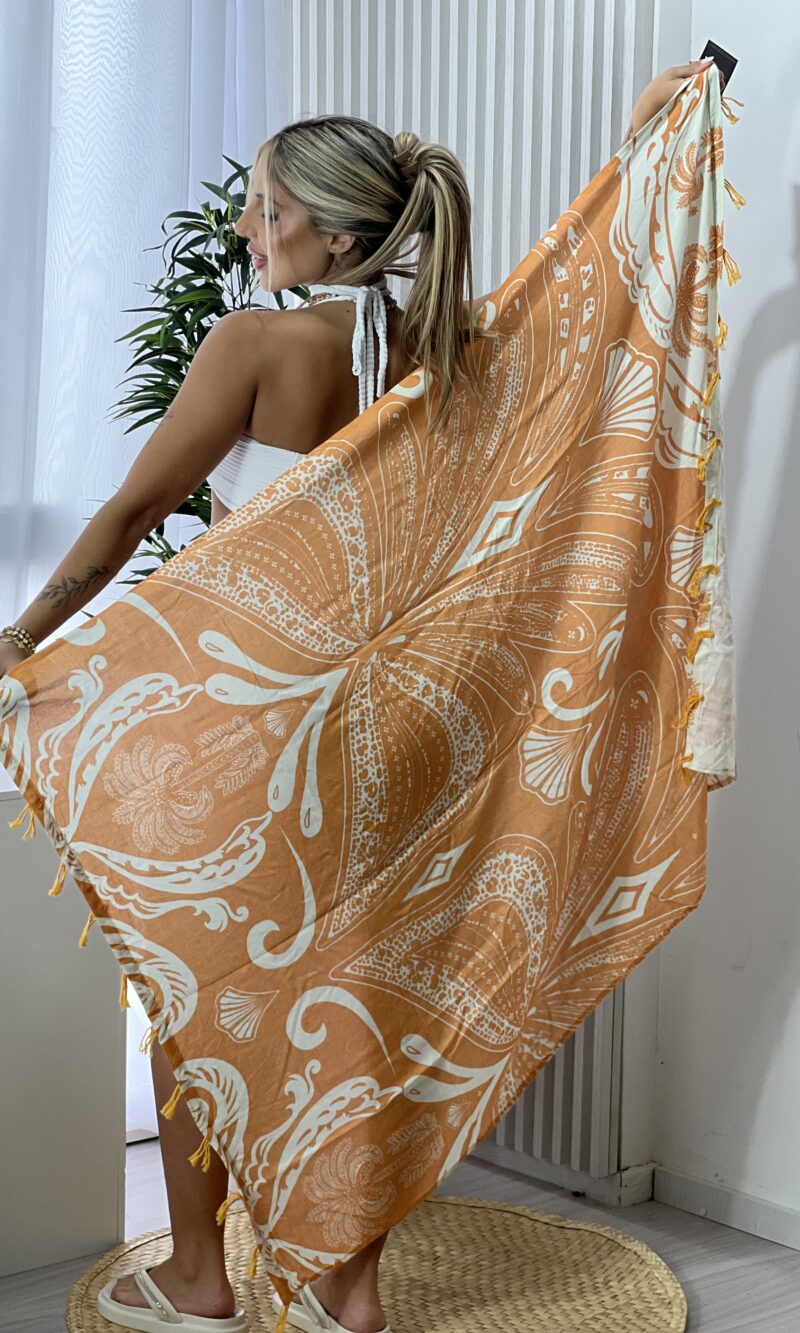 canga estampada laranja off white