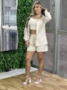 conjunto camisa e short donna chica bege