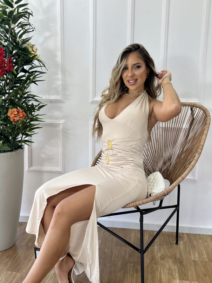 vestido midi luara champagne vestido midi luara champagne