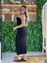 vestido midi canelado zoraide preto