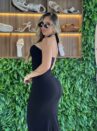 vestido midi canelado zoraide preto