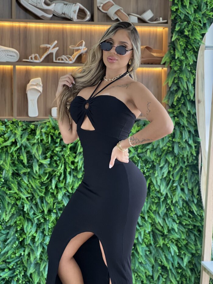 vestido midi canelado zoraide preto vestido midi canelado zoraide preto
