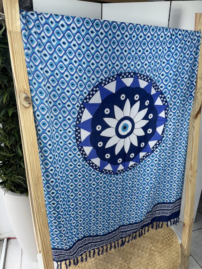 canga olho grego azul e branco canga olho grego azul e branco