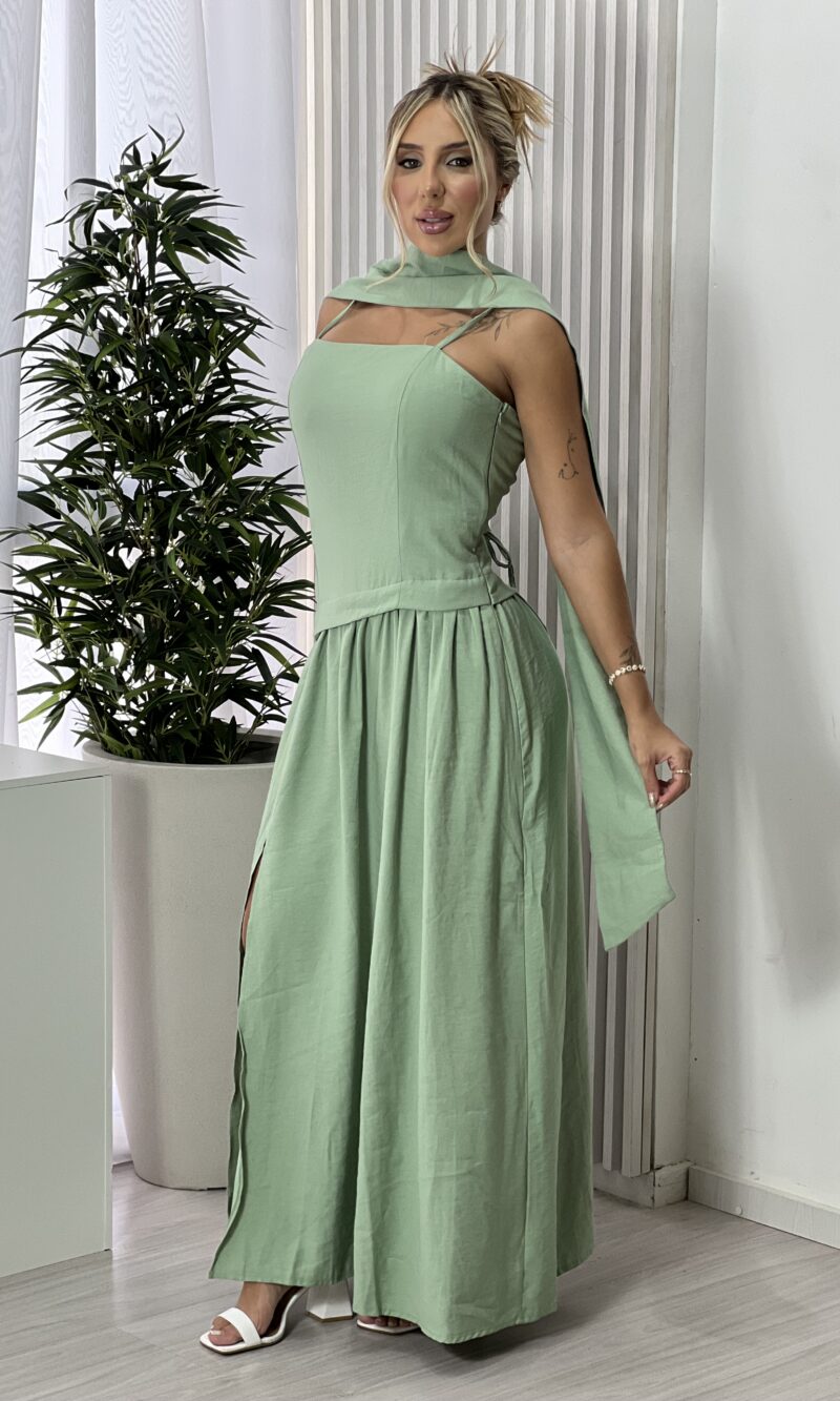 vestido longo lauana verde menta