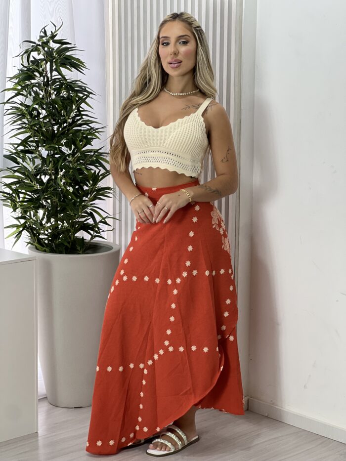 saia envelope estampado terracota saia envelope estampado terracota