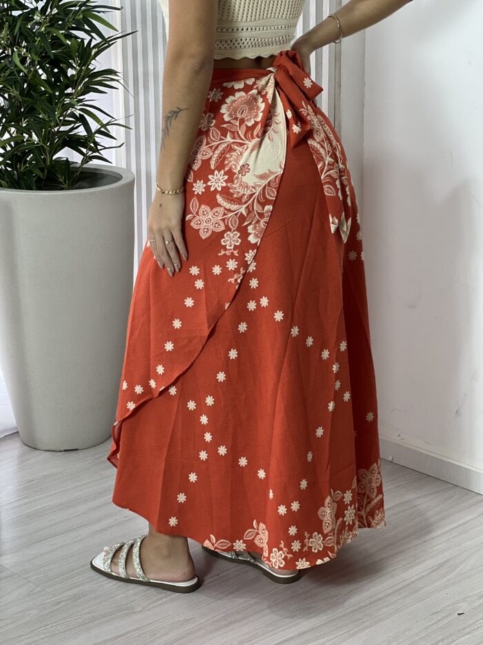 saia envelope estampado terracota saia envelope estampado terracota