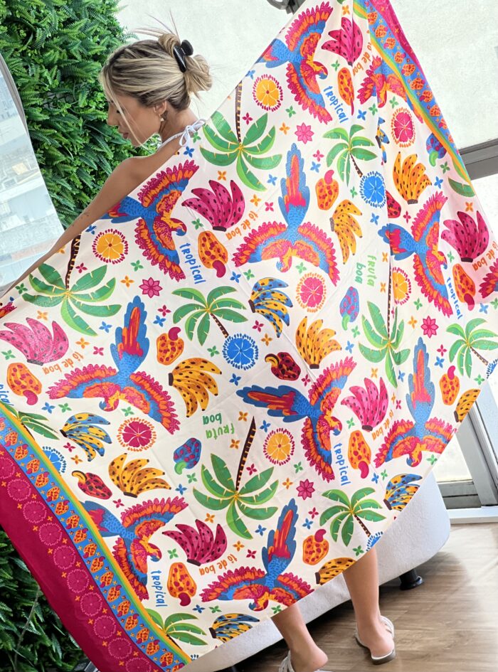 canga estampada cajus rosa