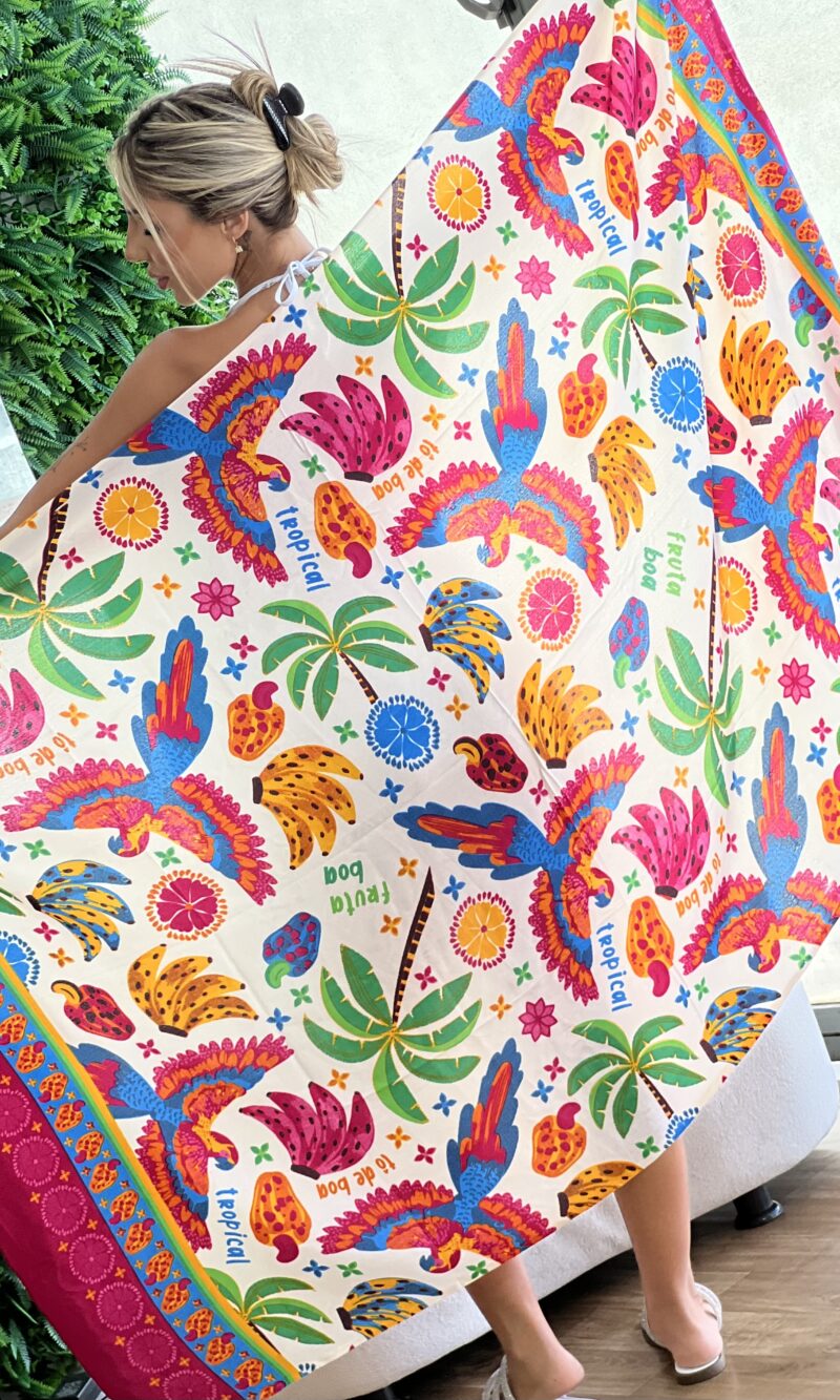 canga estampada cajus rosa