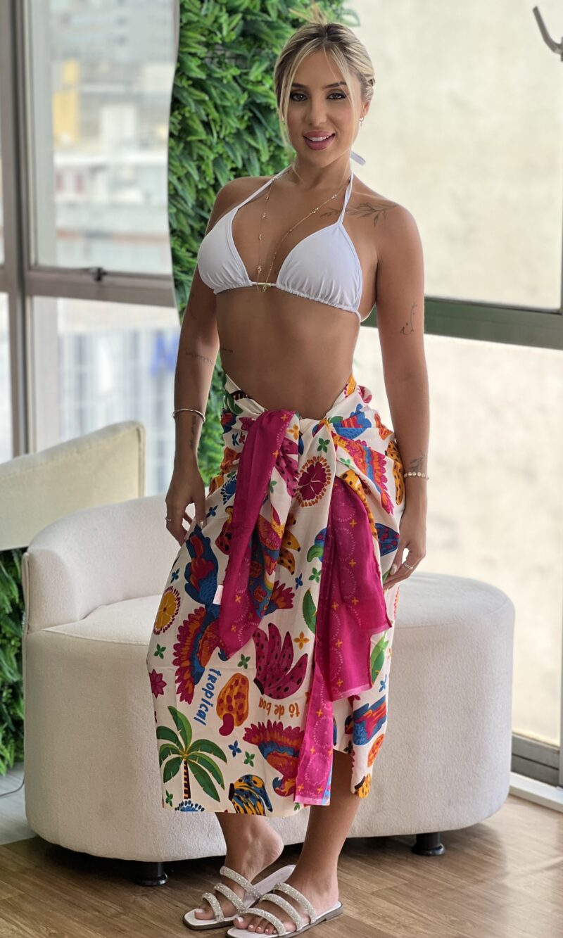 canga estampada cajus rosa