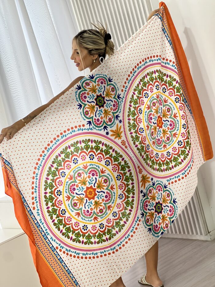 canga estampada mandala laranja canga estampada mandala laranja