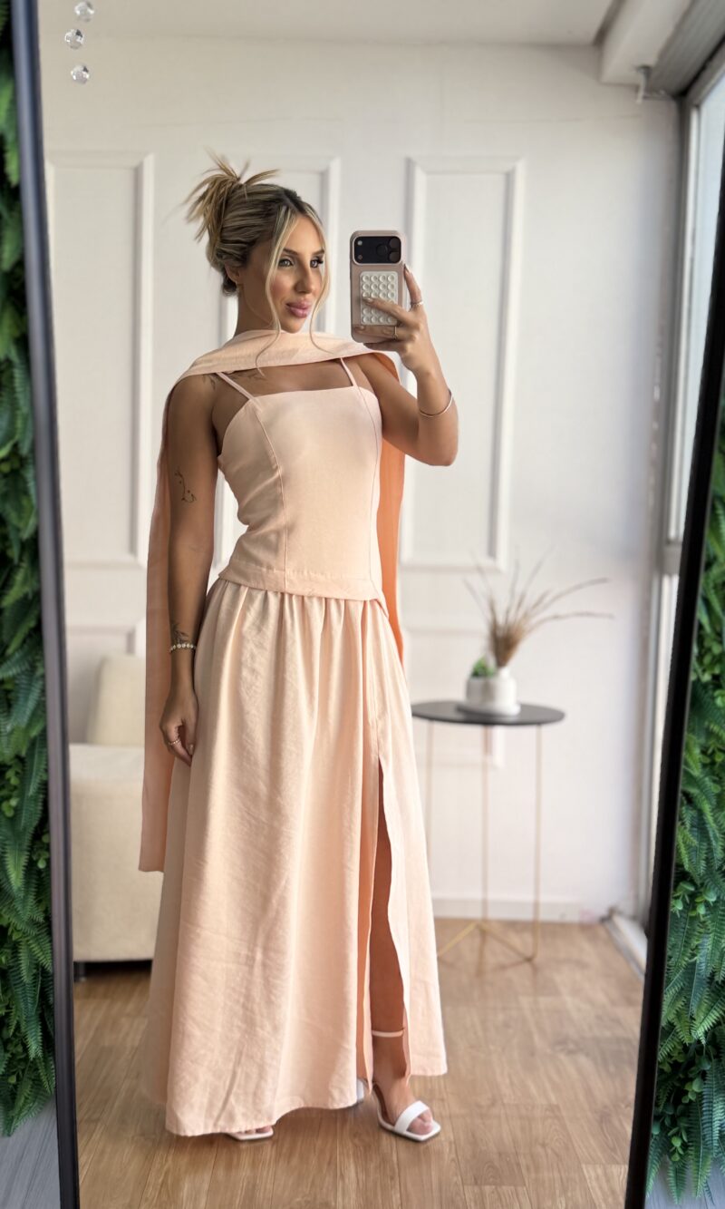 vestido longo lauana salmon