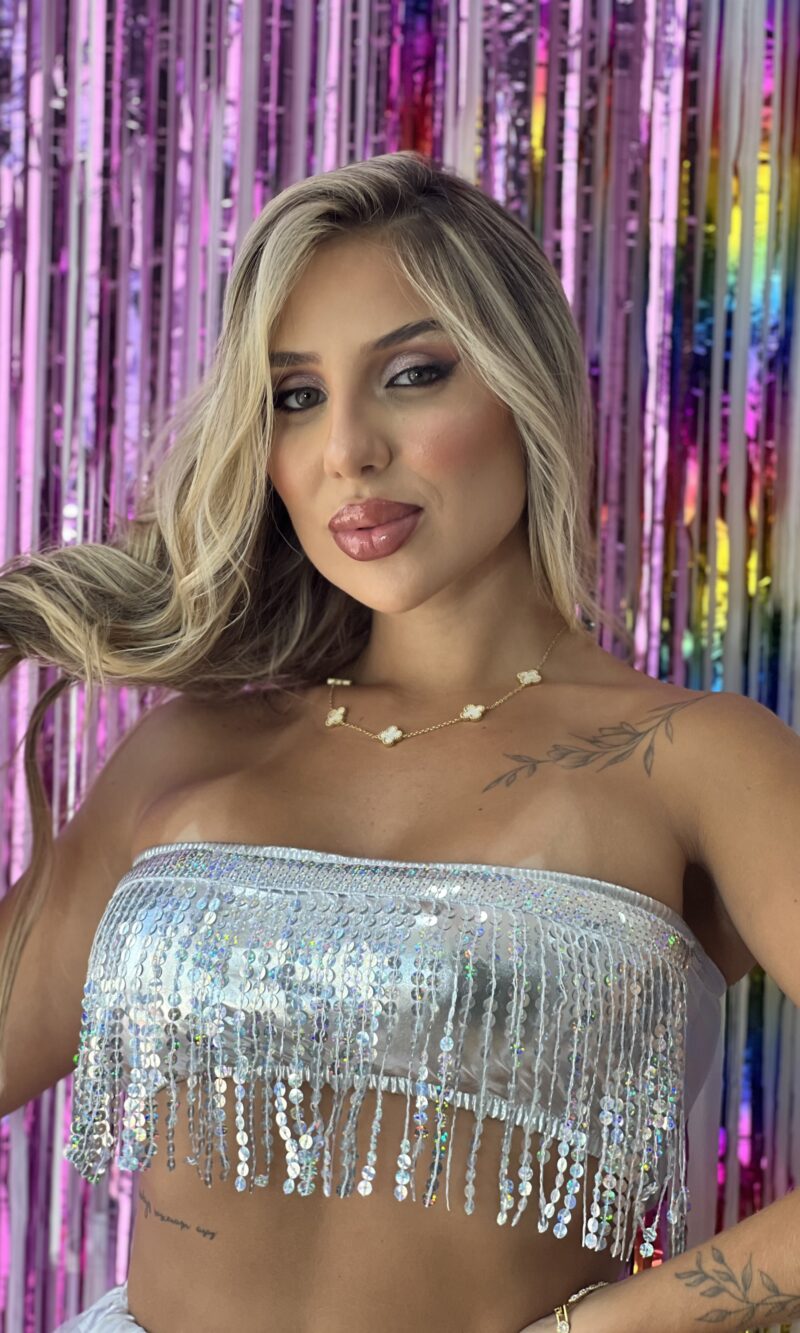 cropped brilho ju prata