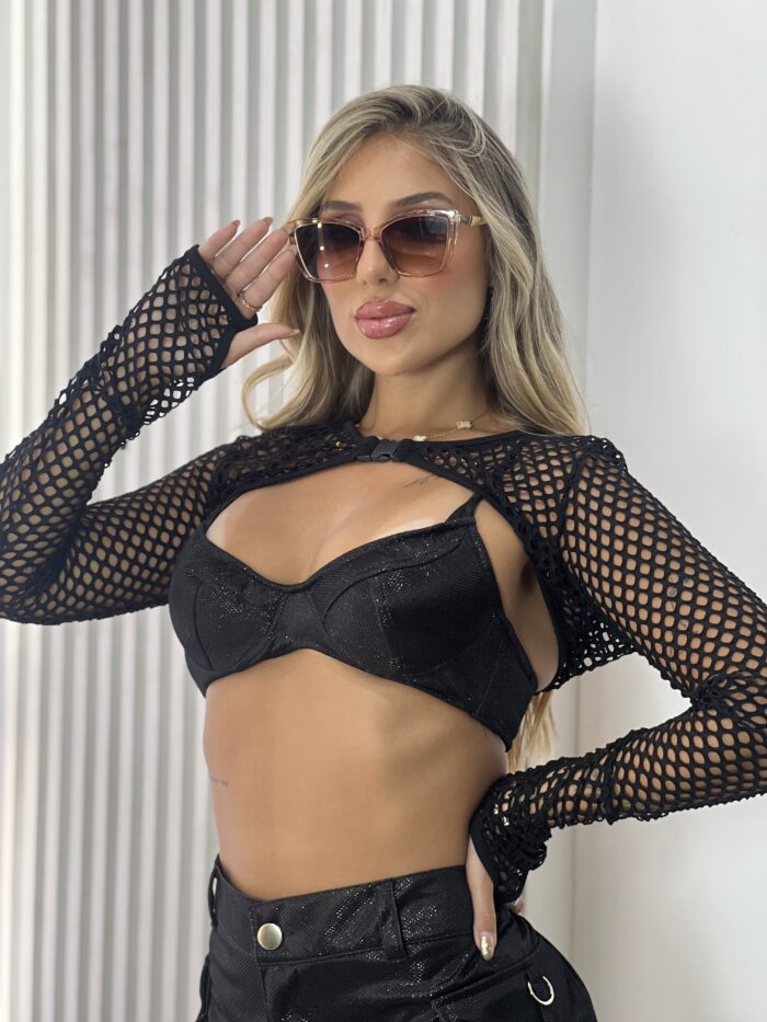 top brilho lana preto top brilho lana preto