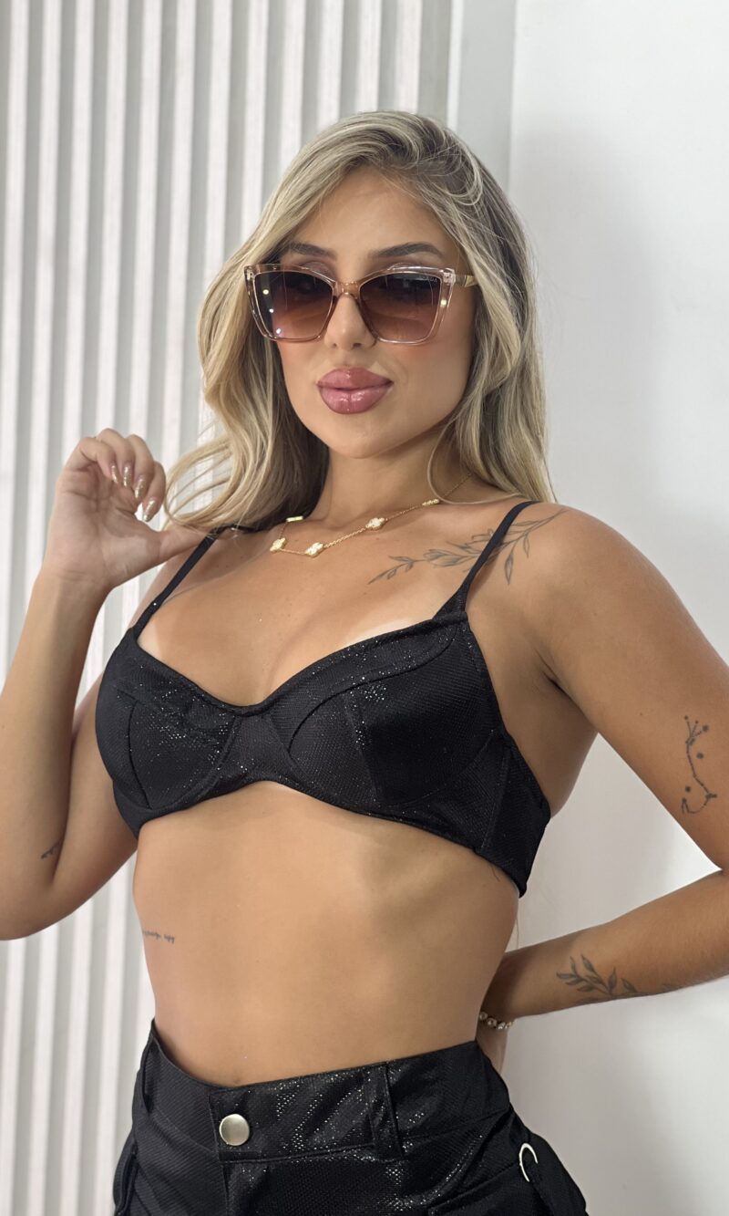 top brilho lana preto