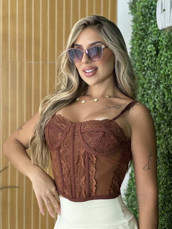 corselet renda marrom corselet renda marrom