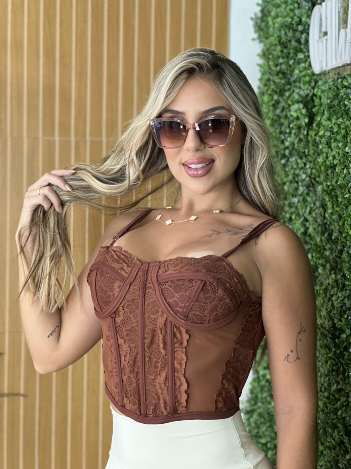 corselet renda marrom corselet renda marrom