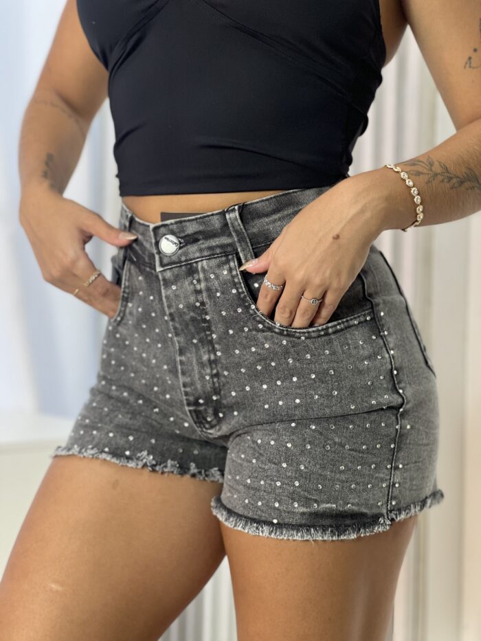 short jeans strass lara black short jeans strass lara black