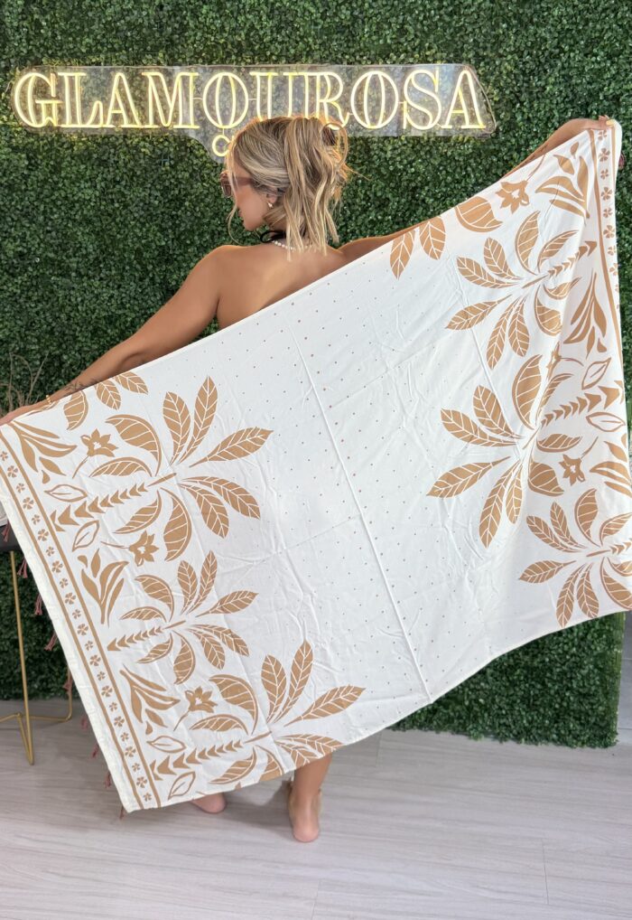 canga estampada bege marrom