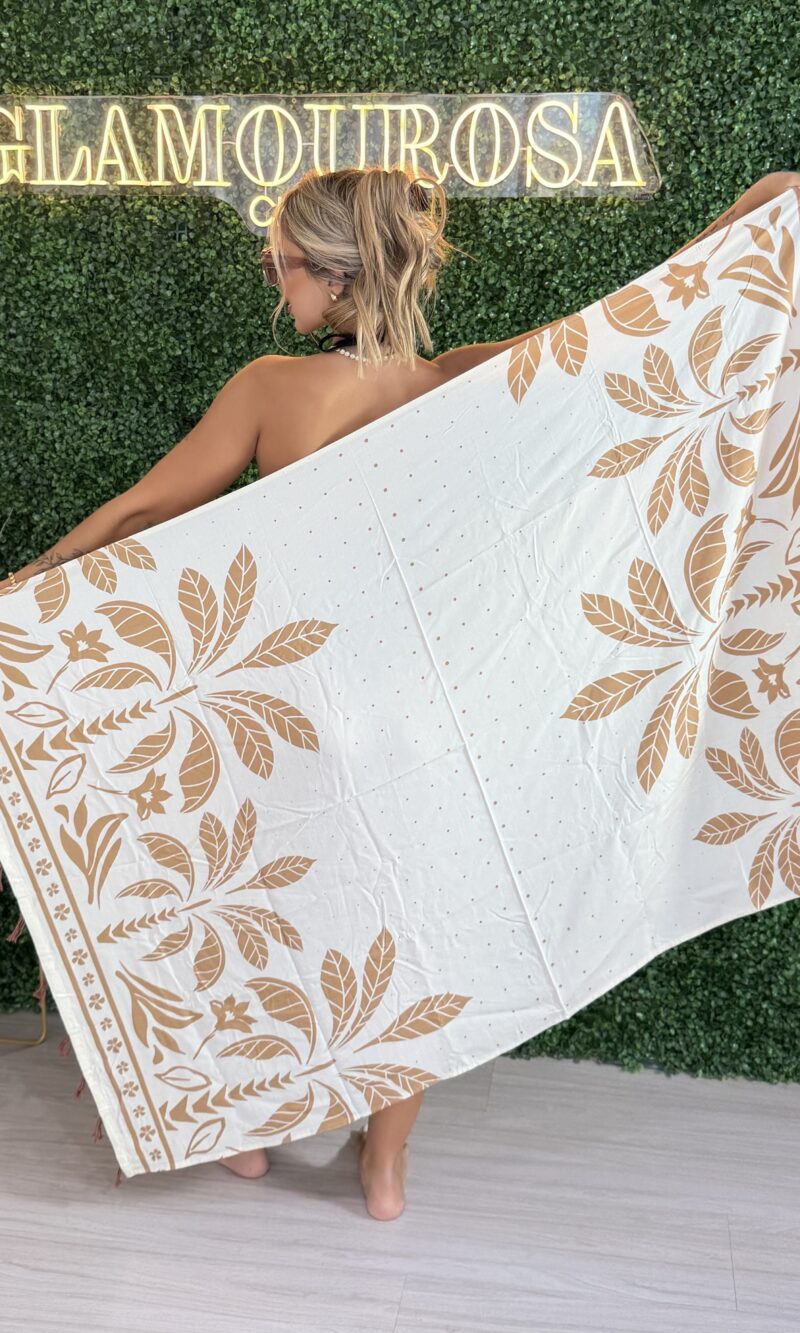 canga estampada bege marrom