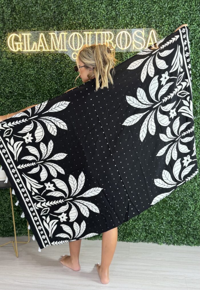 canga estampada preto branco canga estampada preto branco