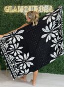 canga estampada preto branco