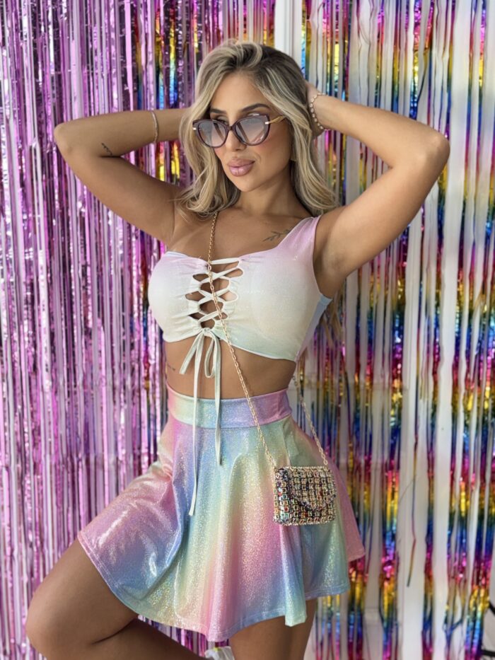 conjunto brilho arco iris