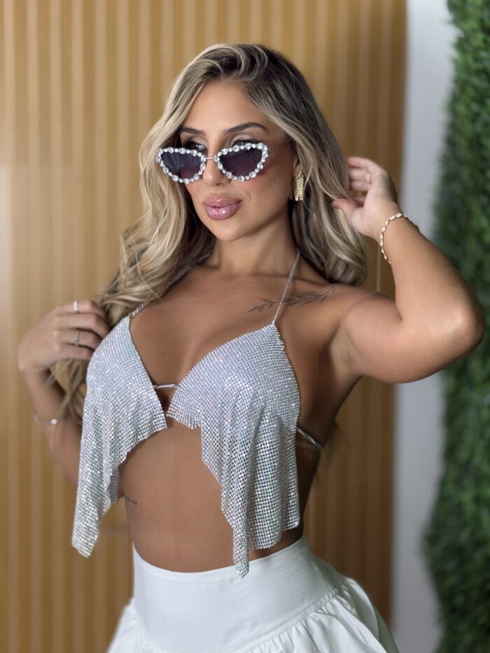 cropped strass eva prata