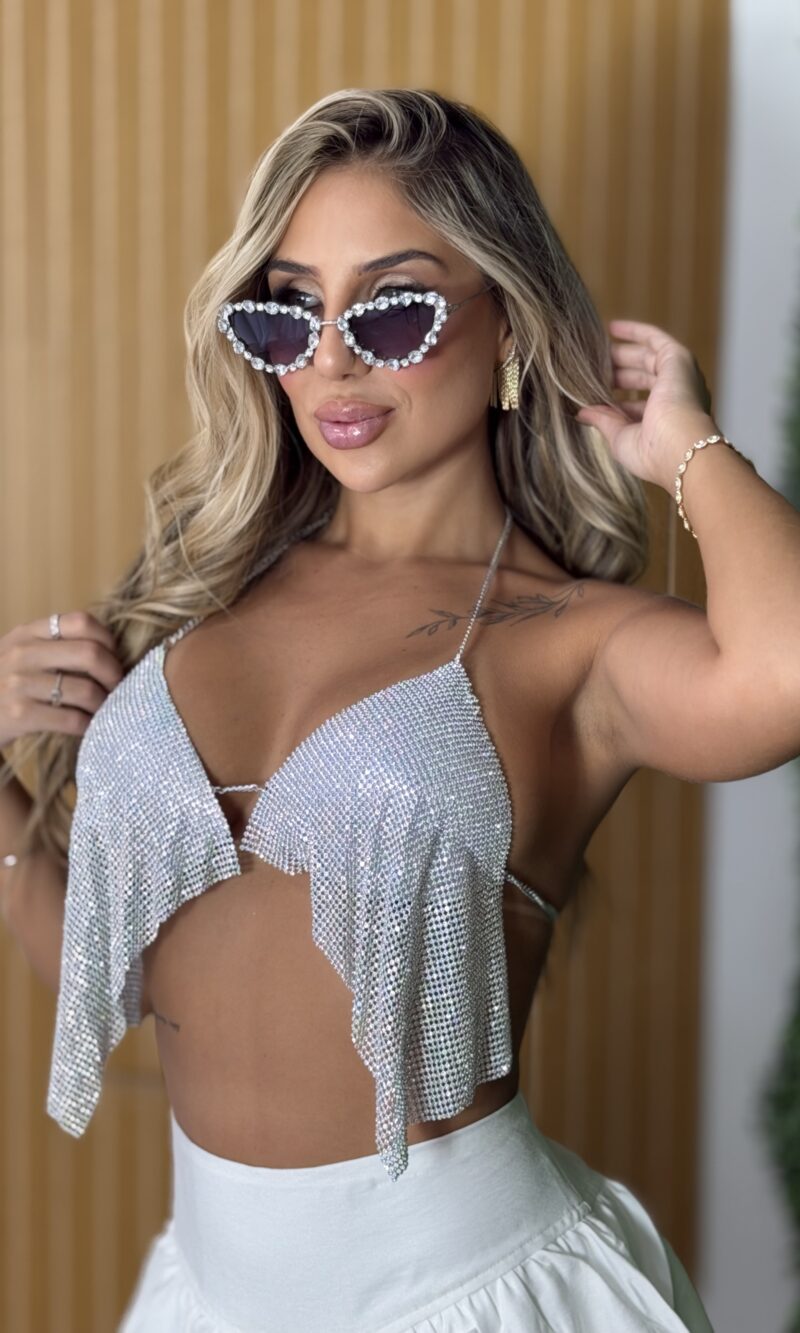 cropped strass eva prata