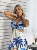 vestido longo marinez estampado tucano azul