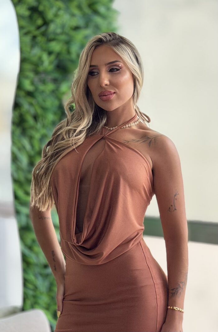 cropped dandara marrom