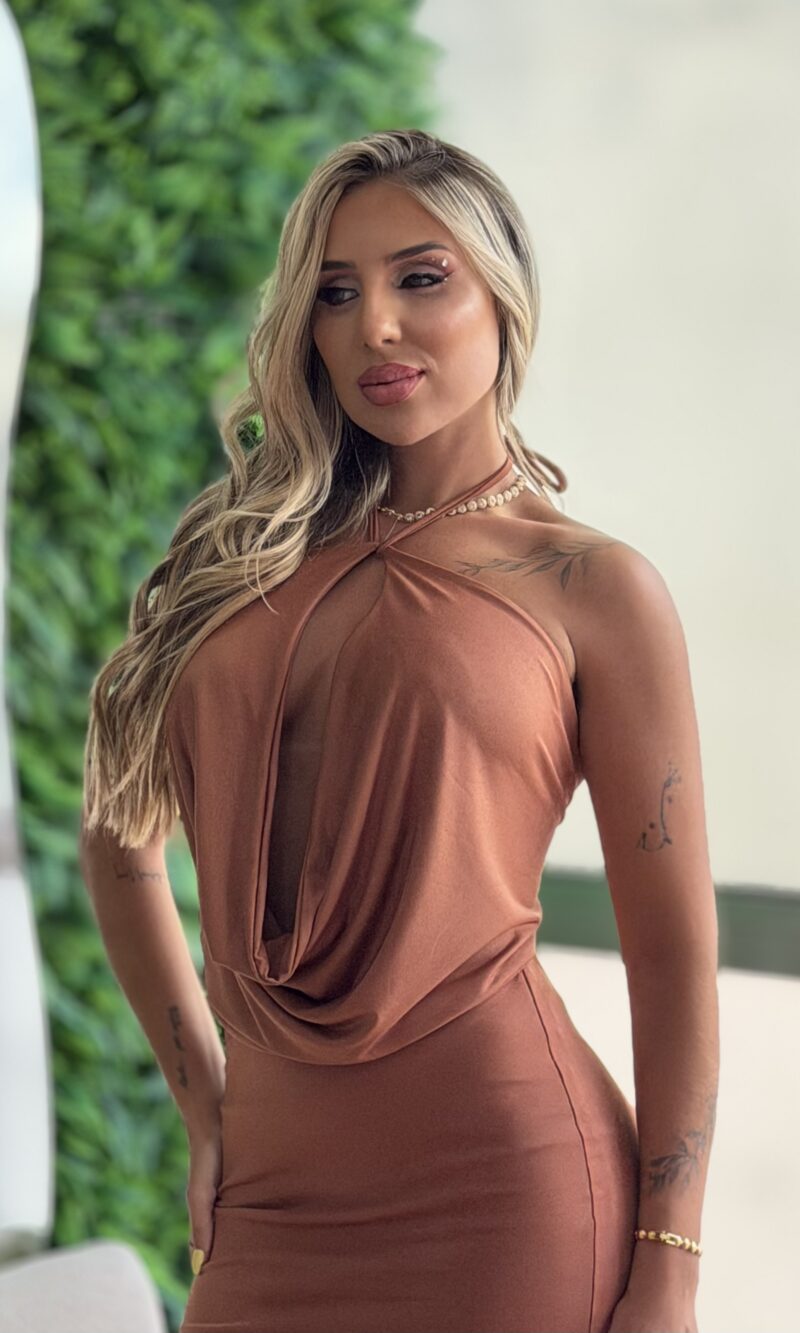 cropped dandara marrom