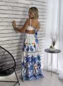 vestido longo marinez estampado tucano azul